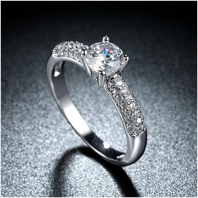 R830-CCouple Love Gold Rings铂金订婚戒指男女钻石情侣简约日韩送女朋友七夕情人节礼物