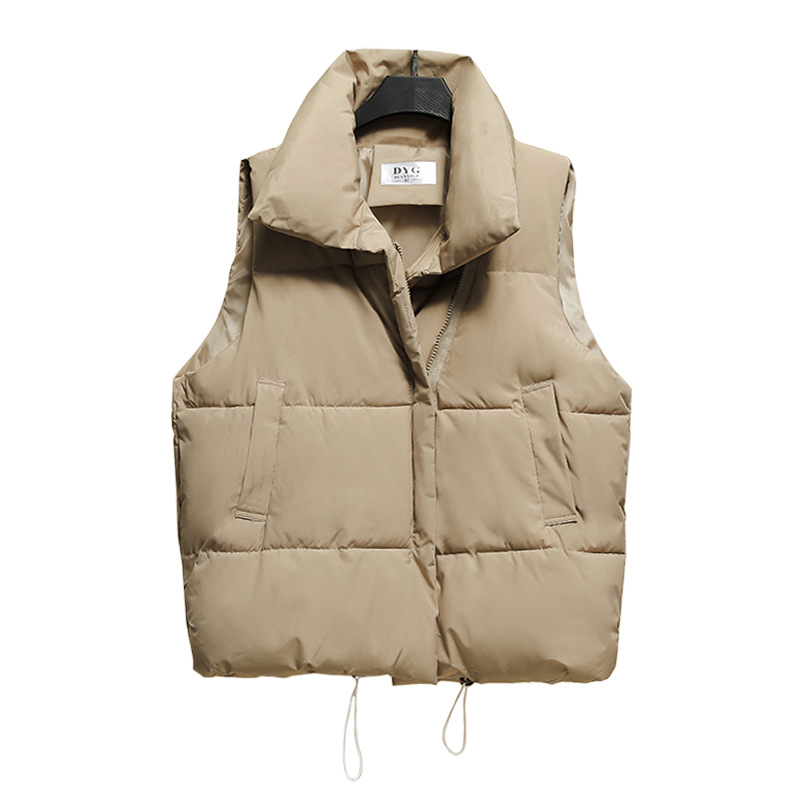 2023年秋冬季新款棉马甲韩版立领时尚短款马甲背心坎肩外套学生女高清大图