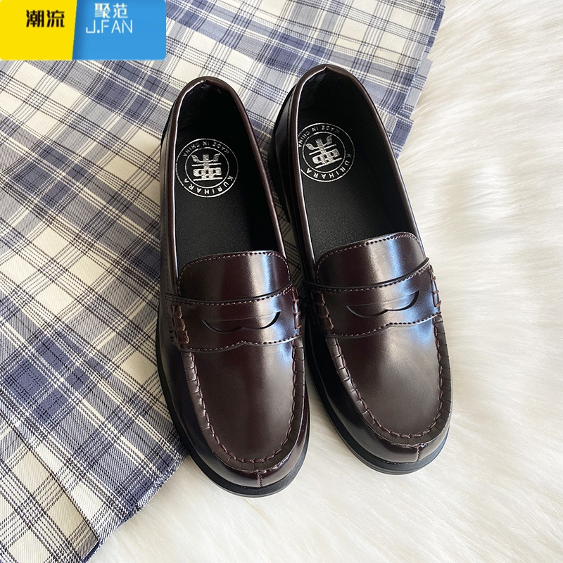 聚范制服鞋女2023新款学生低跟黑日系小皮鞋学院风乐福鞋jk鞋子