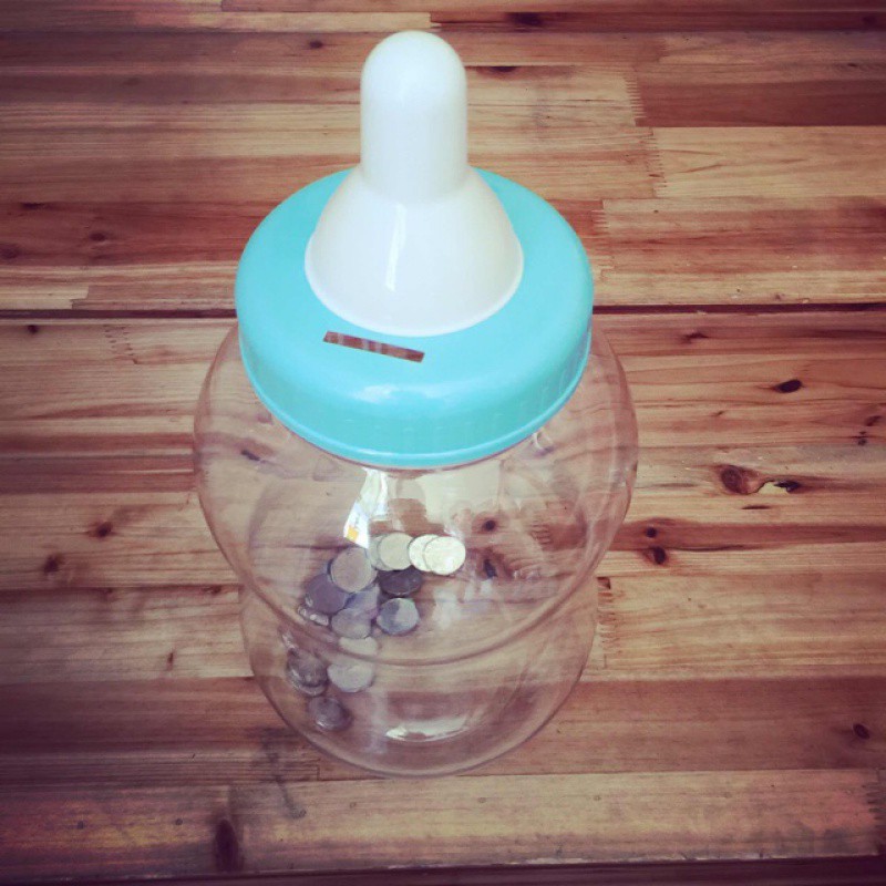 特大号奶瓶存钱罐创意圣诞生日礼舞道具实用儿童可爱网红储蓄罐 三维工匠 特大号蓝色奶瓶[加小鸡存钱罐]