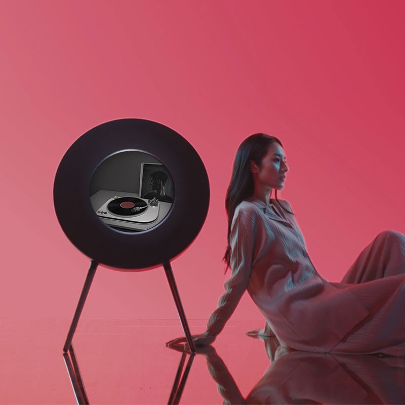 MORRORART R1歌词唱片音响悬浮字幕音箱家用客厅蓝牙音响丹麦尊宝授权HIFI智能创意礼物高清大图