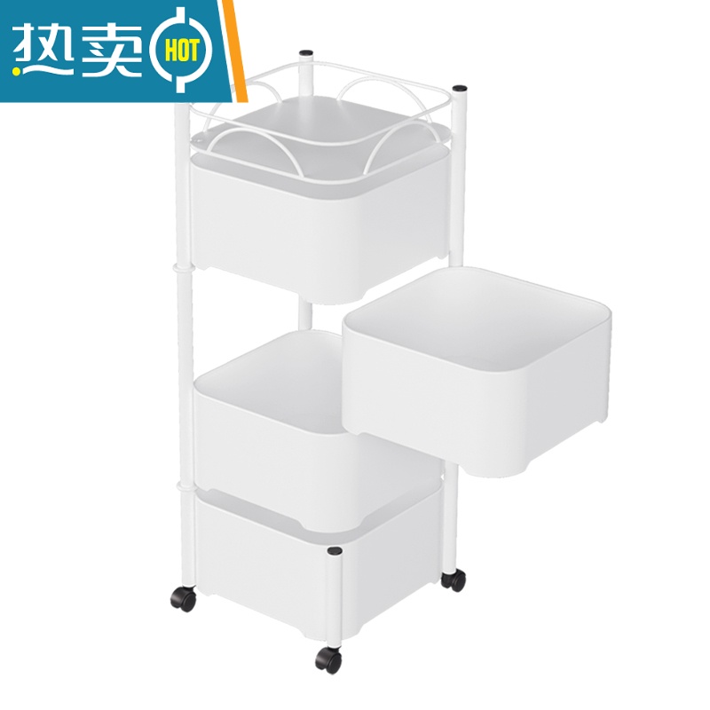敬平旋转置物架厨房落地多层多功能放菜篮子小推车蔬菜零食储物收纳架高清大图