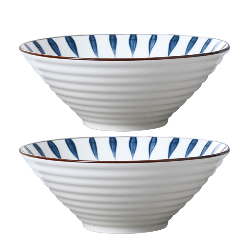 lichen景德镇陶瓷面碗大号饭碗斗笠碗家用汤碗8英寸2个视频