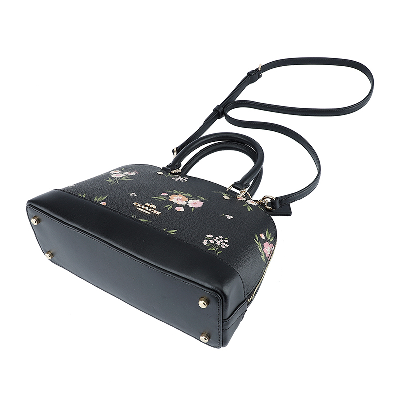 COACH 蔻驰 奢侈品 女士黑色印花皮革手提单肩斜挎贝壳包