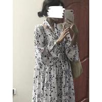 2020秋冬显白碎花长裙小个子温柔风超仙气质显瘦炸街连衣裙女ins 白色 S