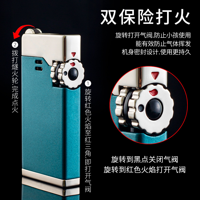 中邦ZB-999充气打火机防风蓝焰双火直冲可视气仓砂轮点火男士礼品高清大图