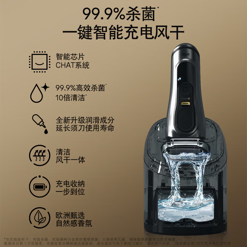 博朗德国进口9系巅峰 全身水洗智能清洁护理中心套组 送男朋友送老公爸爸礼物 9677ccps 银色高清大图