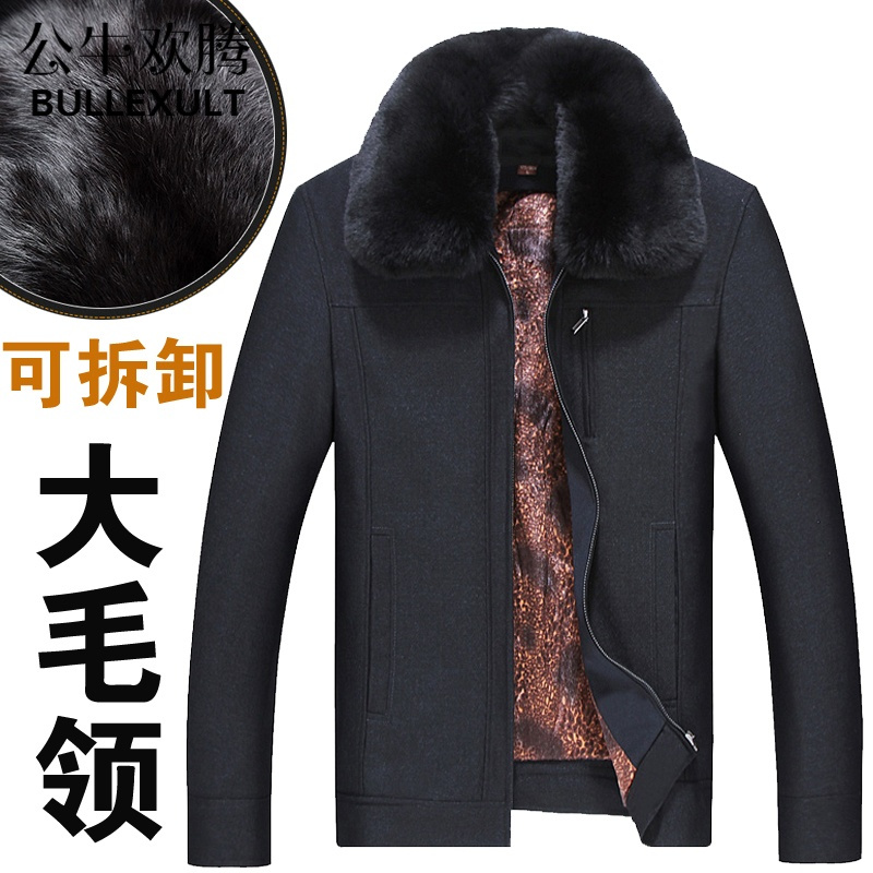 公牛欢腾中老年人2019冬装爸爸秋冬季50外套装60岁70老人衣服加绒加厚爷爷男装