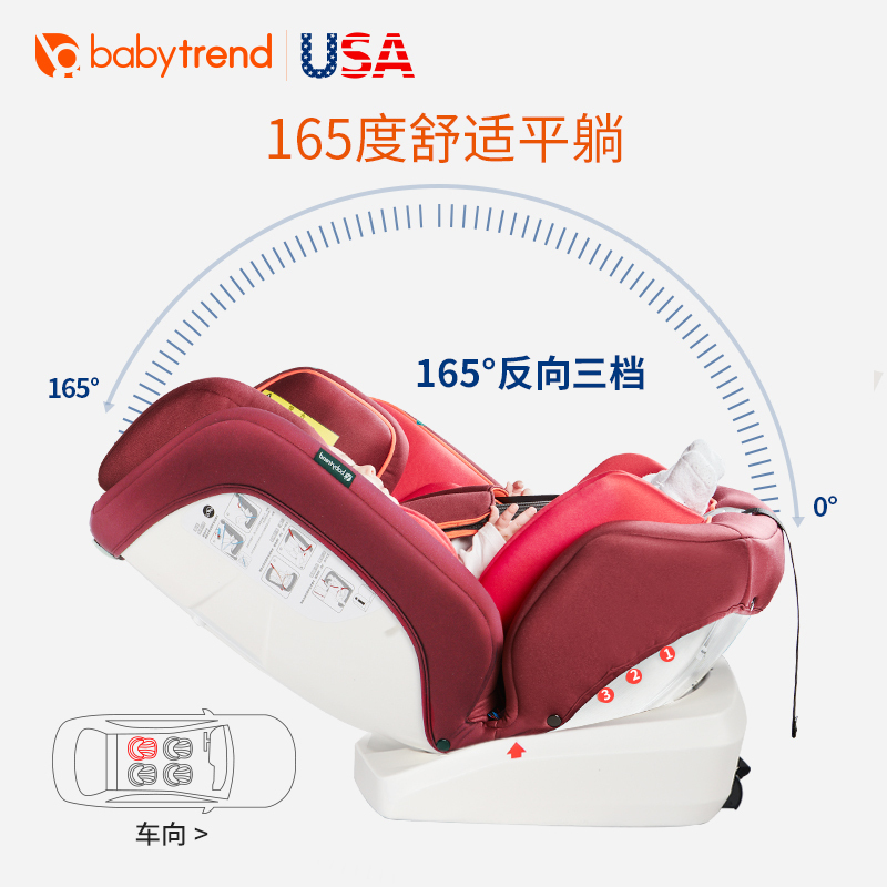 美国Babytrend钢骨架儿童汽车安全座椅婴儿宝宝车载安全座椅0-4-12岁isofix紫色
