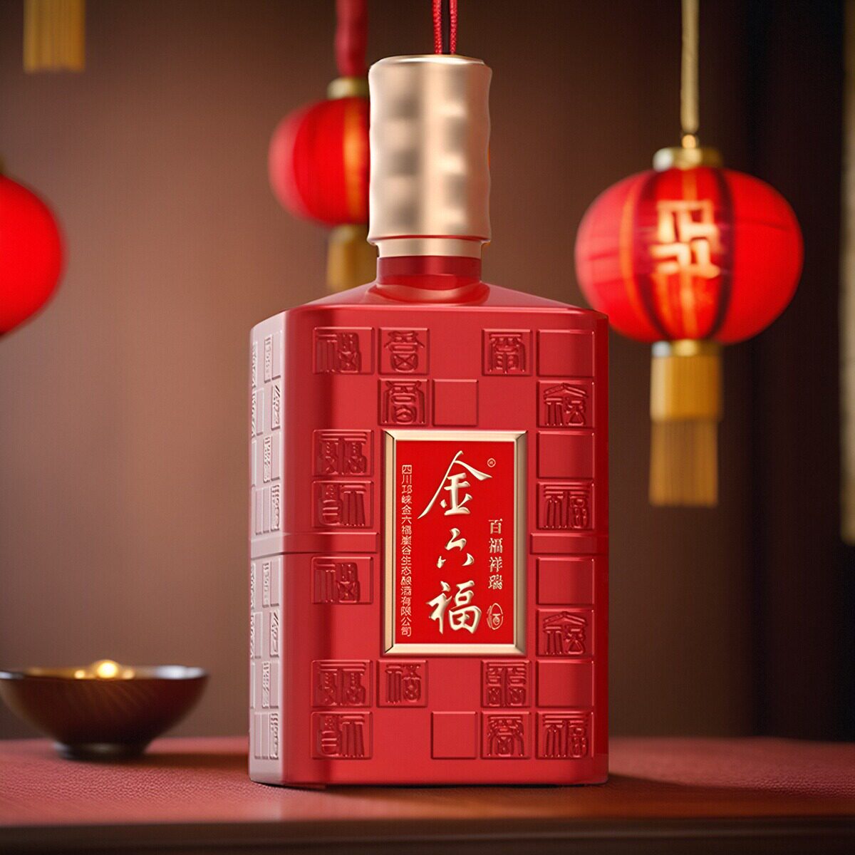 金六福 百福祥瑞50.8度兼香型粮食酒整箱礼盒装500ml*6瓶送礼喜酒高清大图