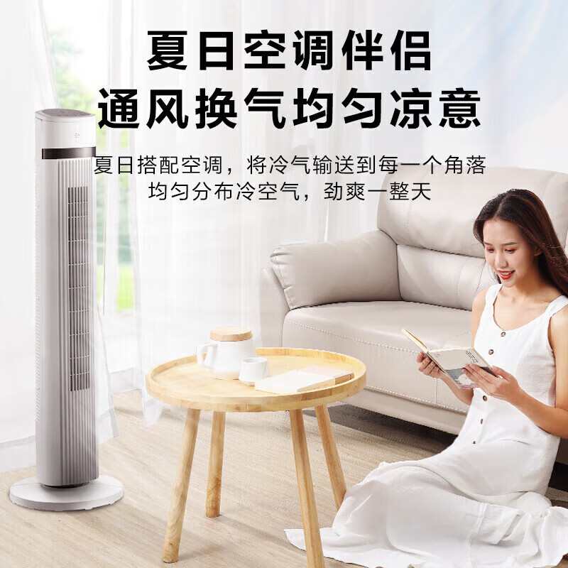 美的(Midea) 广角大风量低噪小型可定时家用塔扇 ZAE09MA(可定制LOGO)高清大图
