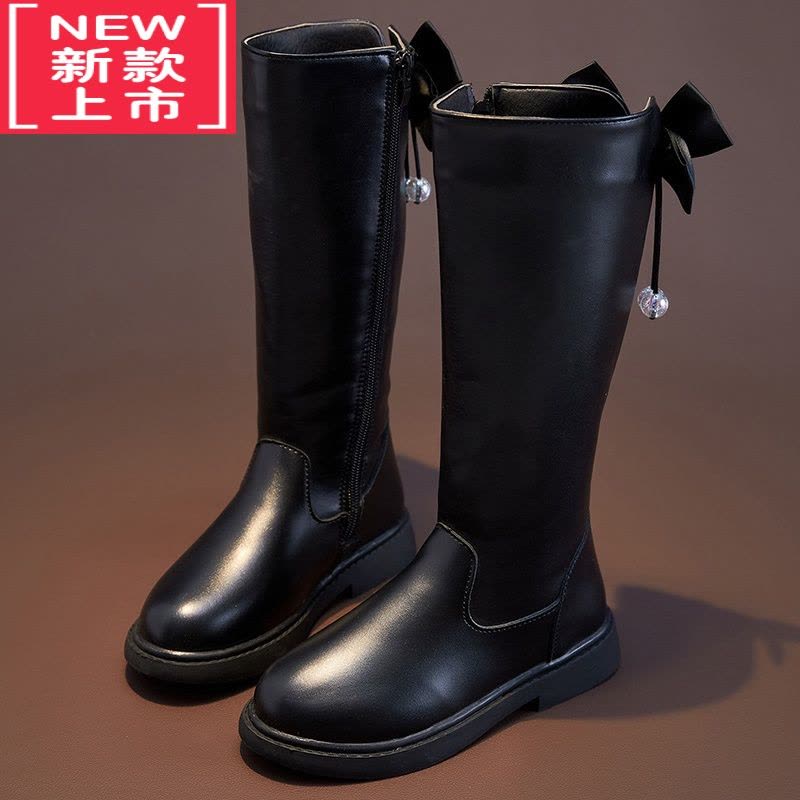 可莉允女童靴子秋冬季2022新款高筒单公主棉鞋儿童中筒雪地长靴中大童鞋图片