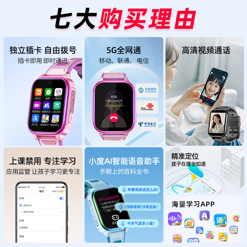 纽曼(Newsmy)智能儿童手表Z3PRO黑色防水精准定位5G全网通音频通话高清大图
