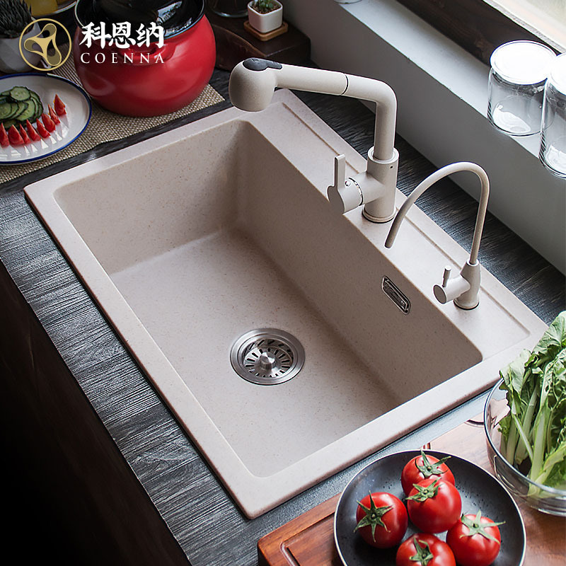 科恩纳 Coenna 石英石水槽单槽厨房洗碗池黑色洗菜盆加厚花 岗石洗碗水池小户型台下盆家用水池手工一体成型洗菜水斗大单槽报价 参数 图片 视频 怎么样 问答 苏宁易购