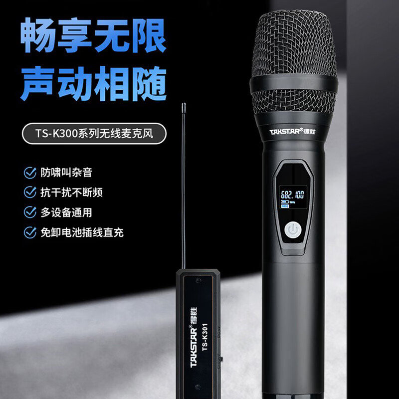 得胜(TAKSTAR)TS-K301无线麦克风 动圈麦克风吉他弹唱K歌唱歌户外音响会议舞台话筒 无线一拖一