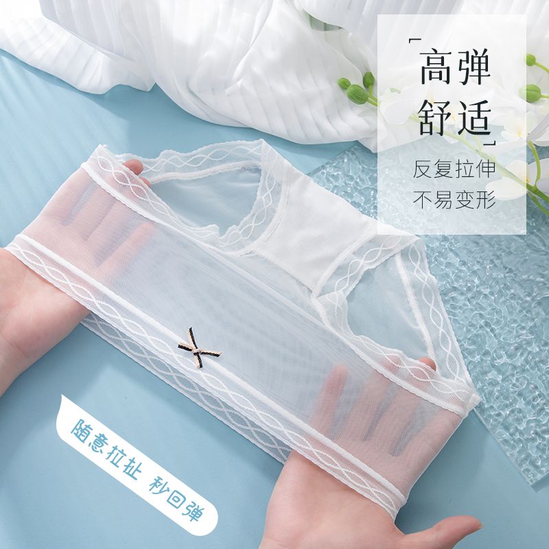 内裤女士冰丝裆性感蕾丝新款少女生中腰短裤高清大图