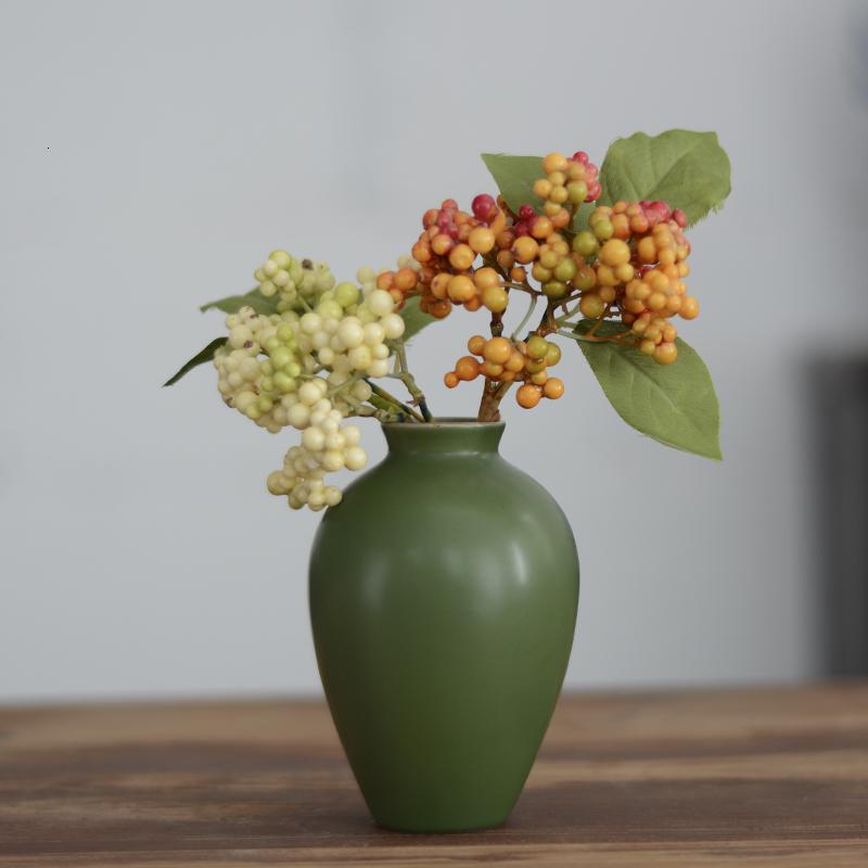 新中式迷你小花瓶陶瓷客厅插花摆件茶席花艺桌面家居禅意装饰品 三维工匠 (绿色)玉净瓶高清大图