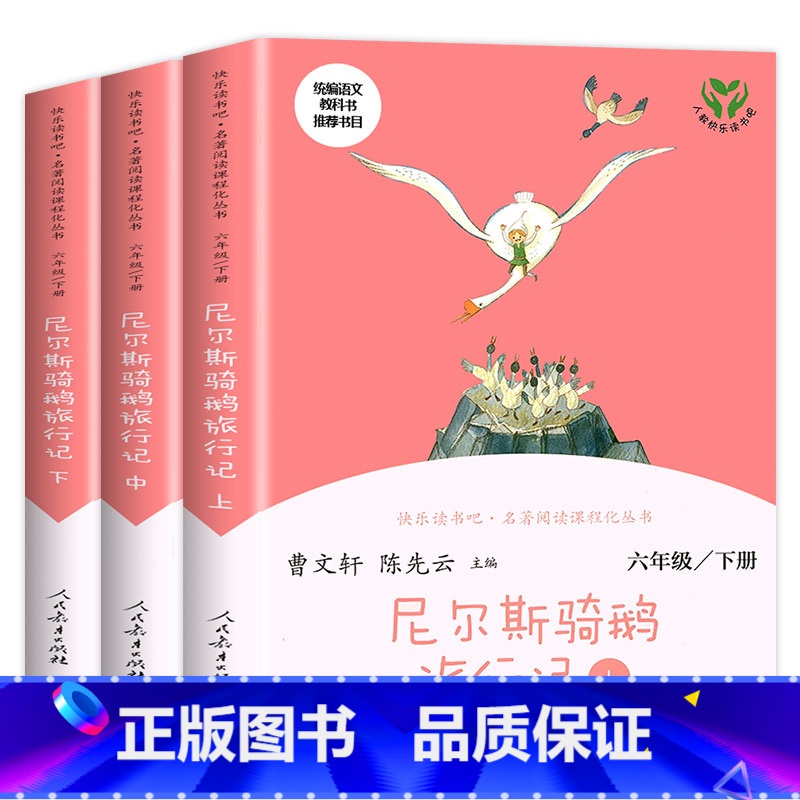 尼尔斯骑鹅旅行记(上中下3册) 【正版】六年级下册快乐读书吧人民教育出版社尼尔斯骑鹅旅行记汤姆索亚历险记鲁滨逊漂流记全套