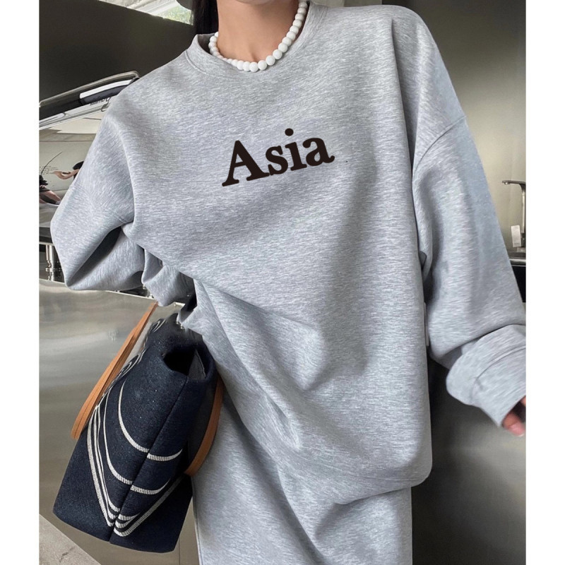 唐狮秋冬季女圆领卫衣半裙两套韩系简约休闲穿搭潮