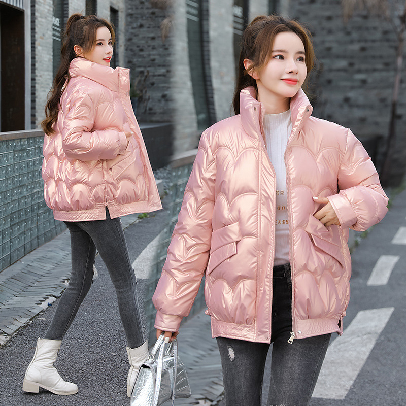 羽绒棉衣女冬装新款女式韩版面包服立领棉袄小香风外套女棉服 粉色 XXXL