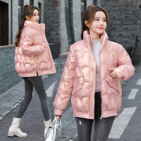羽绒棉衣女2021冬装新款女式韩版面包服立领棉袄小香风外套女棉服 XL 粉色