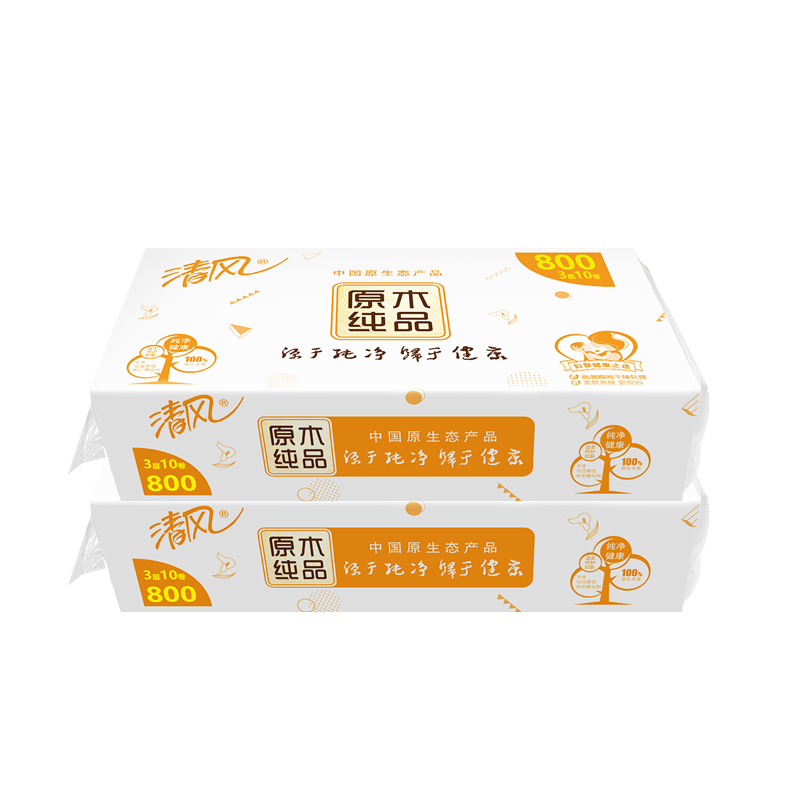 清风 无芯卷纸马蹄莲平纹长卷卫生纸3层 80g 10卷/件 5件装 (单位:件)