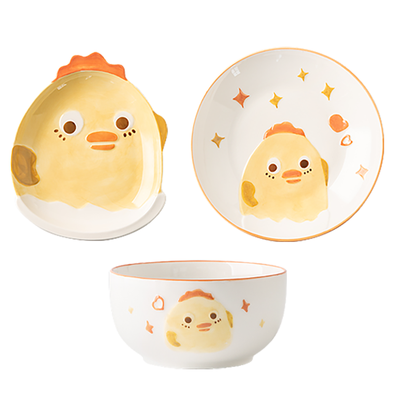 亿嘉ijarl日式卡通碗碟套装动物可爱创意个性家用儿童餐具组合儿童