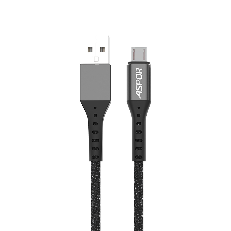 ASPOR A166 安卓数据线平板手机通用尼龙数据线Micro USB1M充电线 黑色