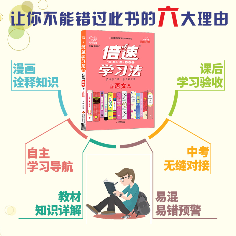 2020新版倍速学习法八年级下册语文人教版 初中8年级教材课本同步讲解解读练习册题直通中考万向思维初二教辅参考书必刷题辅