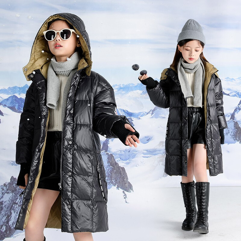 minanser儿童羽绒服女童羽绒外套中长款新款冬季外套冬季新品