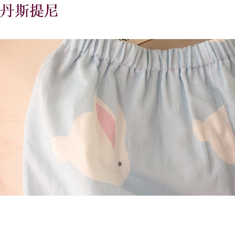 日系可爱小兔子少女全棉双层纱布女士短袖短裤睡衣套装家居服夏天