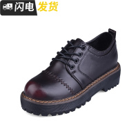 小皮鞋女学生韩版百搭ulzzang潮学院风原宿复古英伦黑色春季厚底启如休闲鞋休闲鞋