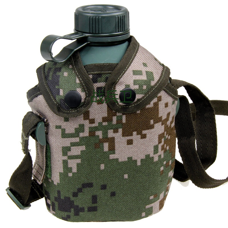 战兵卫10新式军迷用品斜跨式户外迷彩水壶 可装热水 1l 加厚内胆 军