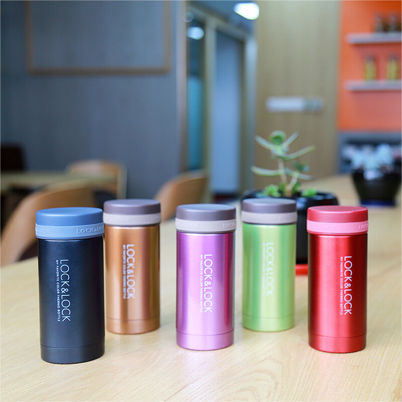 乐扣乐扣(lock&lock)不锈钢纤巧便携保温杯茶水杯车载商务杯子LHC550(200ml)红/黑色