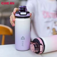 CILLE希乐保温杯316不锈钢男女学生成人户外大容量时尚简约便携吸管杯 XB23128合金灰 520ml 1只