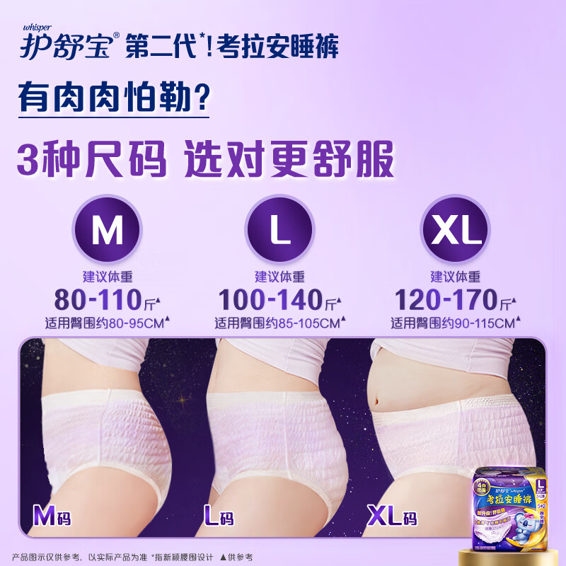 护舒宝考拉安睡裤4条L大码夜用拉拉裤夜安裤裤型卫生巾安心裤女经期用高清大图