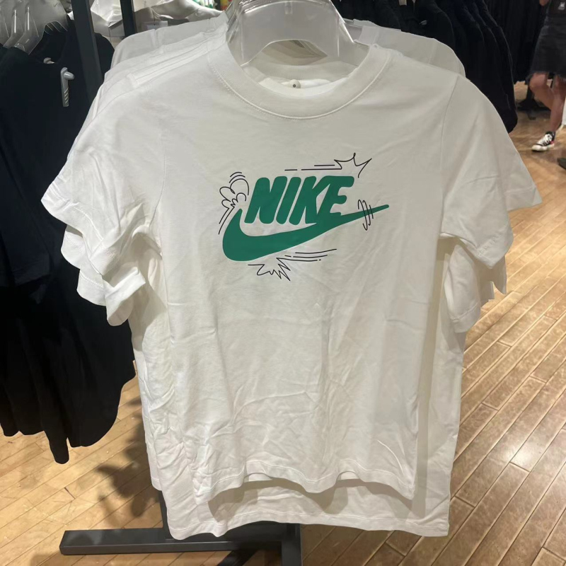 NIKE耐克短袖T恤运动休闲舒适透气针织圆领大童上衣HF1022-100 D