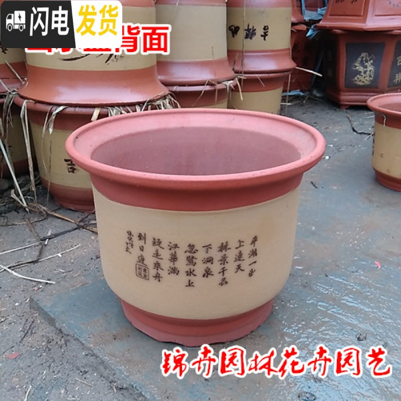 三维工匠 梅花盆 兰花盆 盆景花盆 特大 陶瓷花盆 口径25cm[送托盘] 大花盆容器