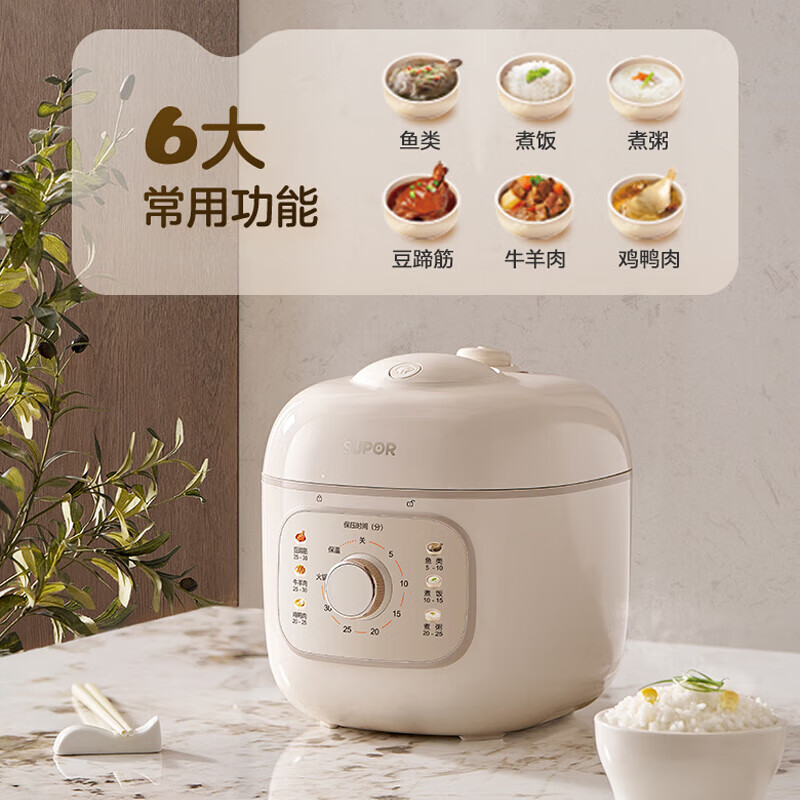 苏泊尔(SUPOR)电压力锅 家用2L小容量迷你电高压锅 陶晶不沾内胆压力特色开盖煮 SY-20FD2001高清大图