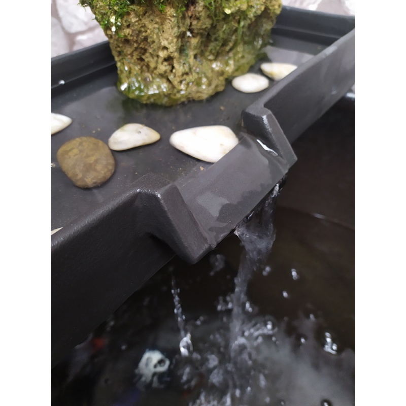 景德镇陶瓷流水客厅室外鱼缸搭配景观养鱼加氧上水石板盆搭配摆件 三维工匠 40cm中号流水板黑色高清大图