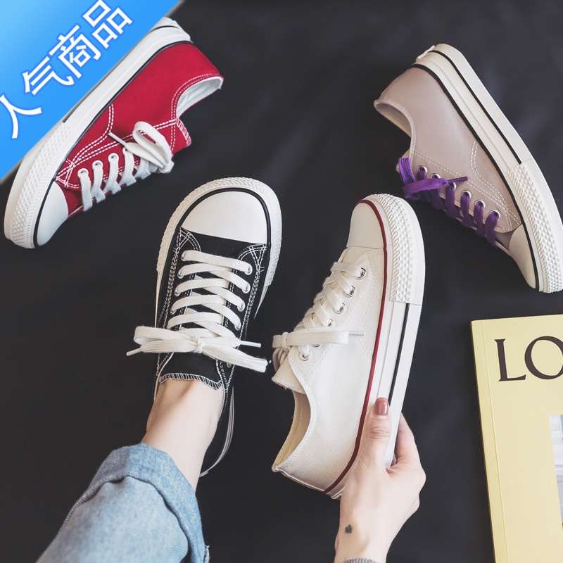 SUNTEK夏季薄款方头宽头帆布鞋女2023新款夏款百搭小众板鞋布鞋小黑鞋子高清大图