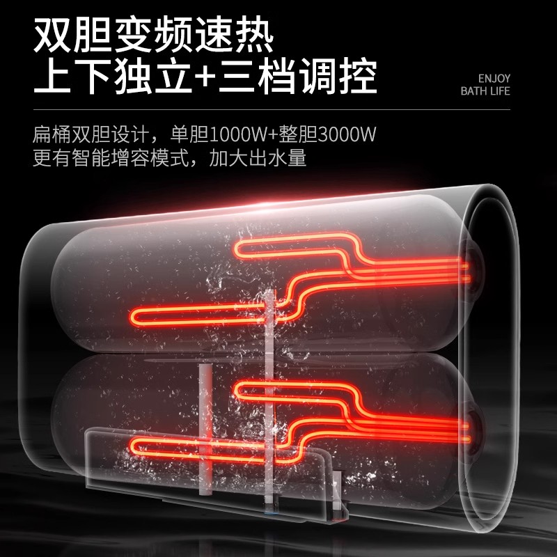 志高3000W电热水器家用储水式电热器大功率速热80升断电洗 八十升扁桶手机控制高清大图