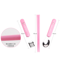 HelloKitty学生餐具三件套不锈钢便携儿童汤勺子叉子筷子盒套装创意 KT-3653白色