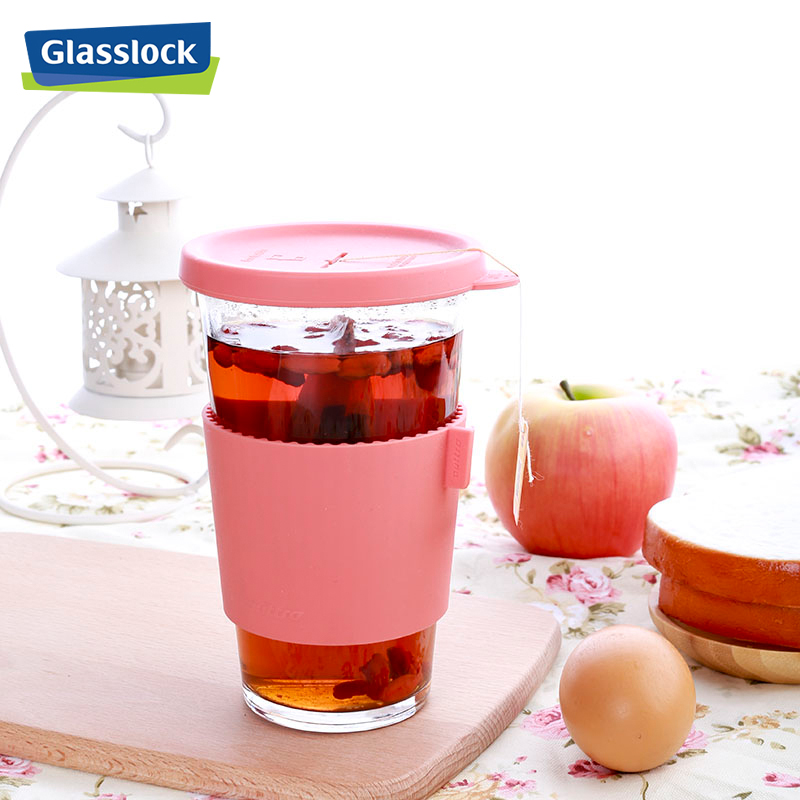 三光云彩(GLASSLOCK)钢化玻璃水杯380ml韩国进口加厚耐摔防烫透明茶杯带盖办公室杯子不保温高清大图