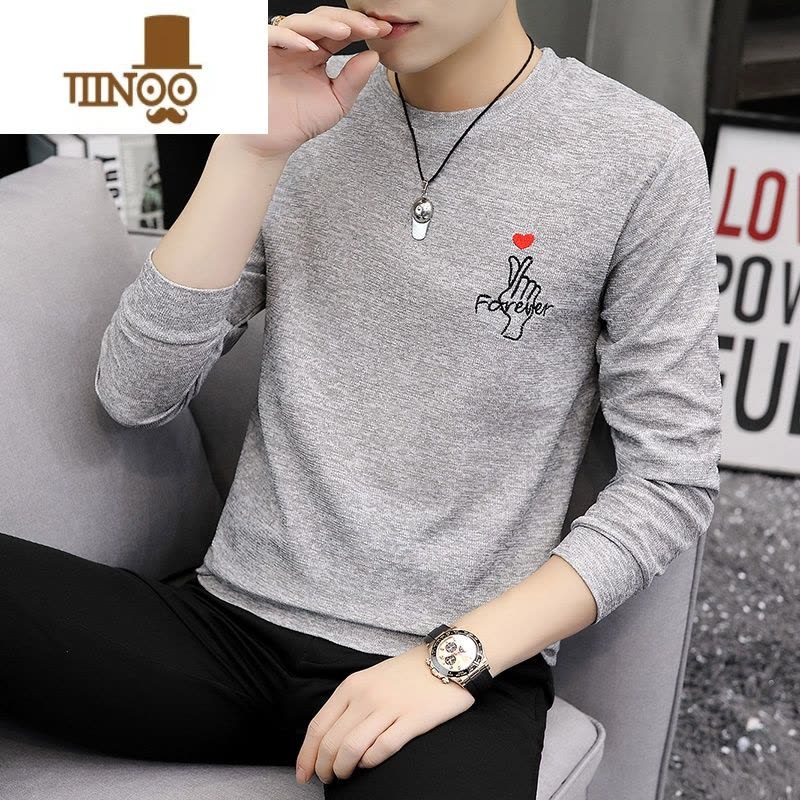 YANXU2023新款薄款毛衣男针织小衫青少年简约长袖T恤卫衣线衣男潮图片