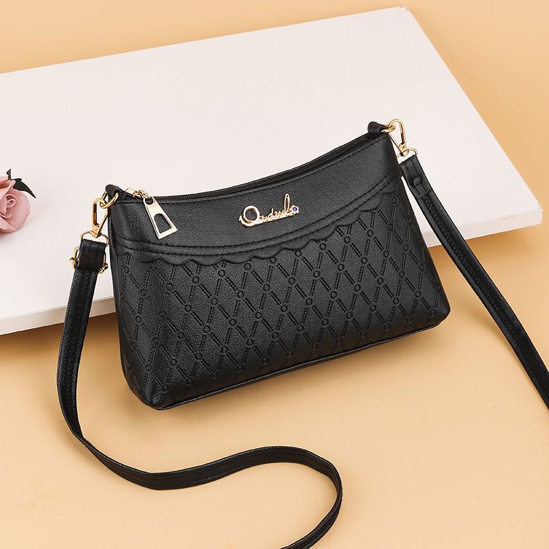 小包包女包斜挎包女士包包韩版百搭单肩包中年女士皮包妈妈挎包黑色