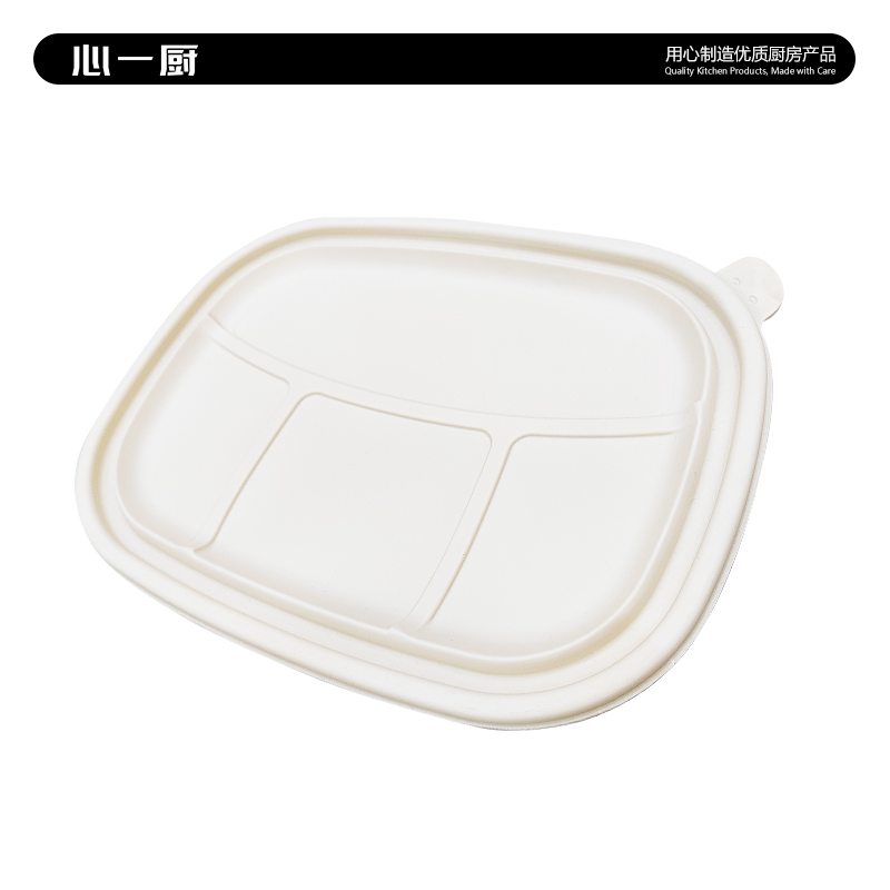 心一厨 一次性餐盒 可降解玉米淀粉汤盒食品饭盒外卖快餐盒四分格餐盒 X4018[四分格餐盒]10个装高清大图