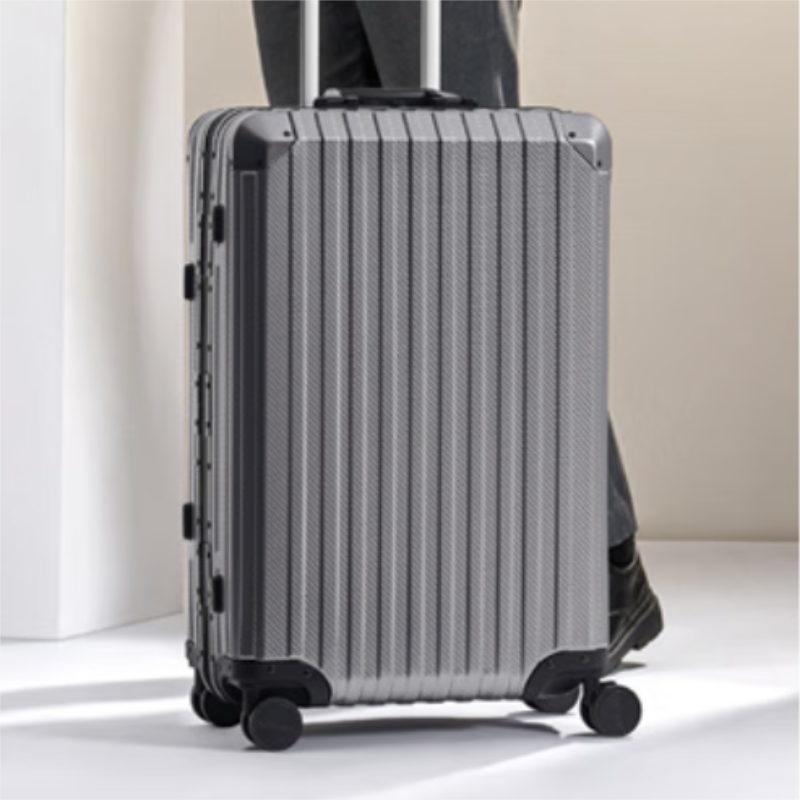 瑞德姆(REDURM)全铝镁合金行李箱登机箱小型旅行箱出差拉杆箱男女密码箱 钢枪色 -3D纹防刮耐磨硬箱 28英寸