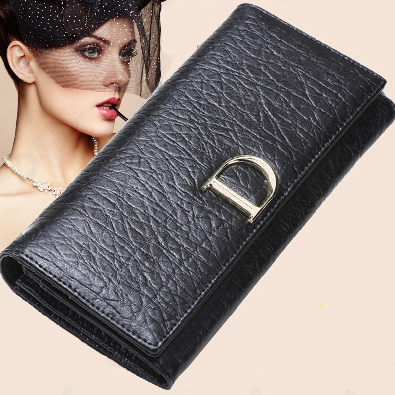 美特纯皮女士钱包长款真皮拉链钱夹牛皮大容量手拿包简约多功能皮夹潮