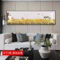 发财鹿客厅叠加装饰画现代简约沙发背景墙组合挂画轻奢单横幅壁画 jc97（黑色边框） 40×80cm晶瓷画（晶瓷工_594